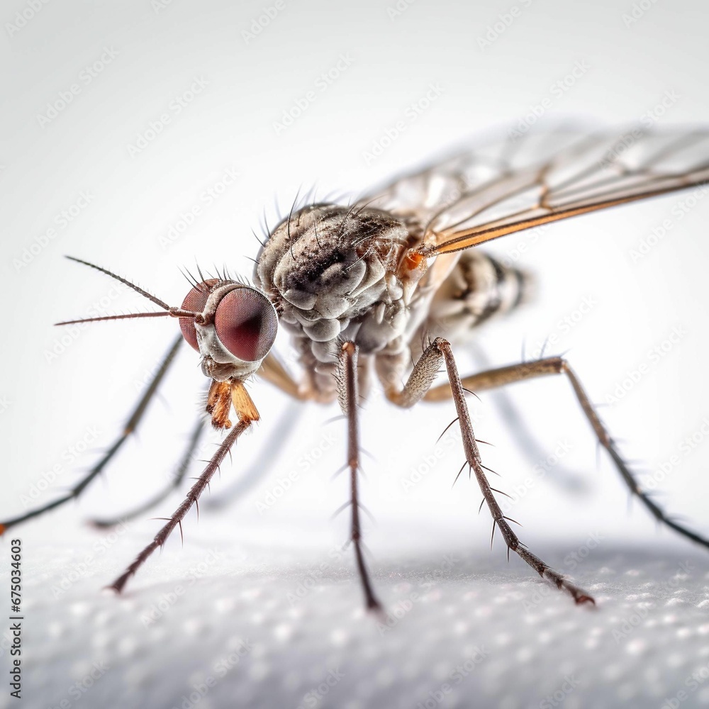 AI generated illustration of a mosquito on a white background AI generated illustration of a mosquito on a white background