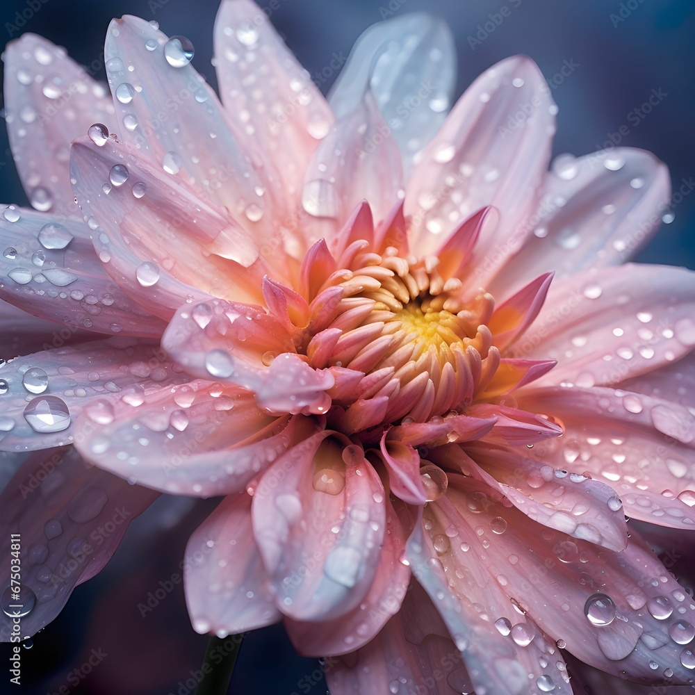 AI generated pink Chrysanthemum with water drops AI generated pink Chrysanthemum with water drops
