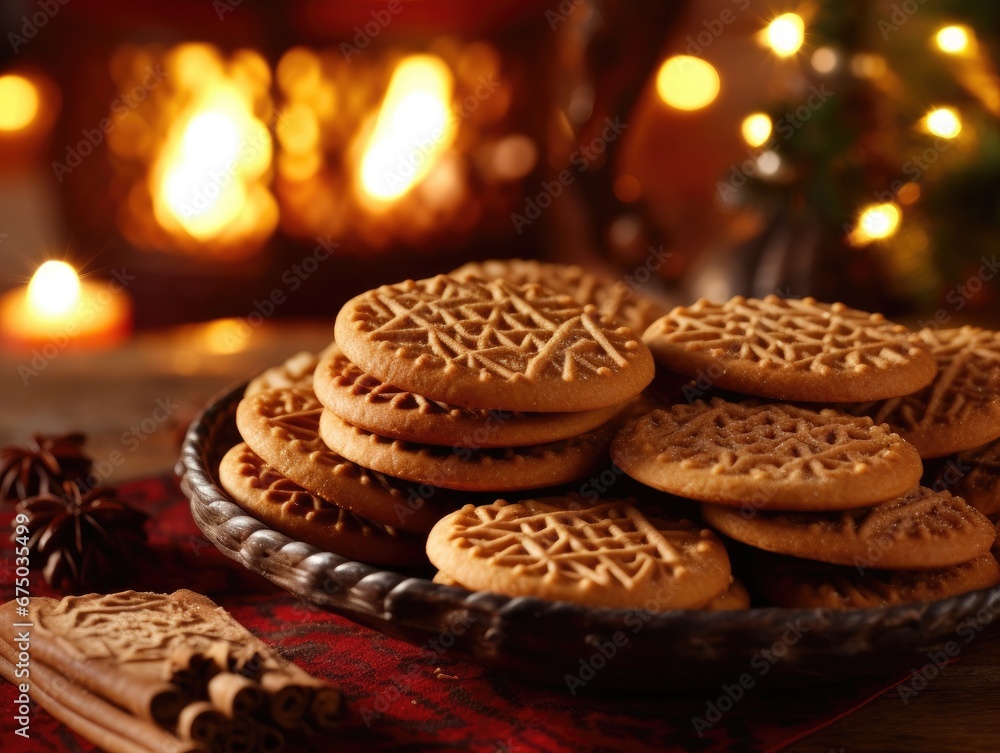 Festive Delights: Ornate Christmas Cookies by the Cozy Fireplace