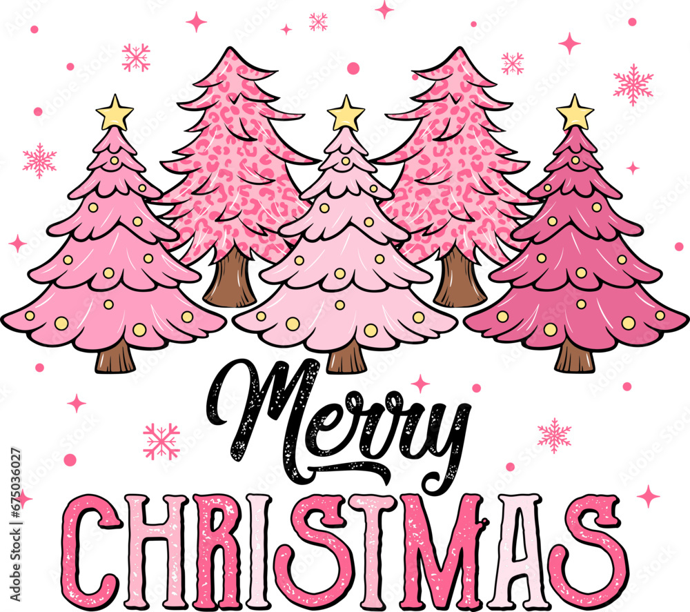 Merry Christmas Svg, Pink Christmas Tree Svg, Pink Tree, Christmas