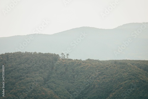 Yellow-brown landscape of autumn hills in Heves county, Hungary photo