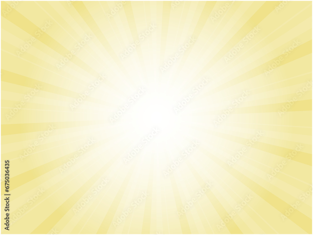Obraz premium うっすらと静かに光り輝く太陽光線イメージの集中線背景_イエローゴールド