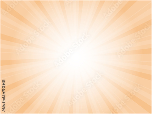 うっすらと静かに光り輝く太陽光線イメージの集中線背景_オレンジ
