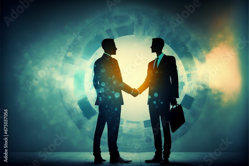 Business handshake finance prosperity technology transformed AI generated illustration