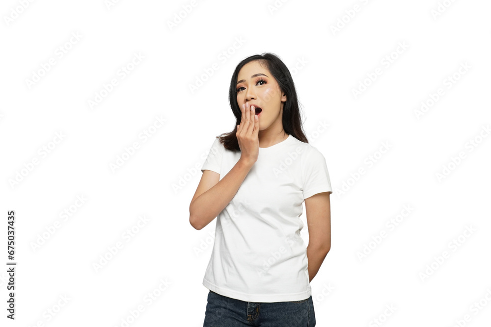 Beautiful Asian Girl Surprised Cutout Isolated Background Beautiful Asian Girl Surprised Cutout Isolated Background