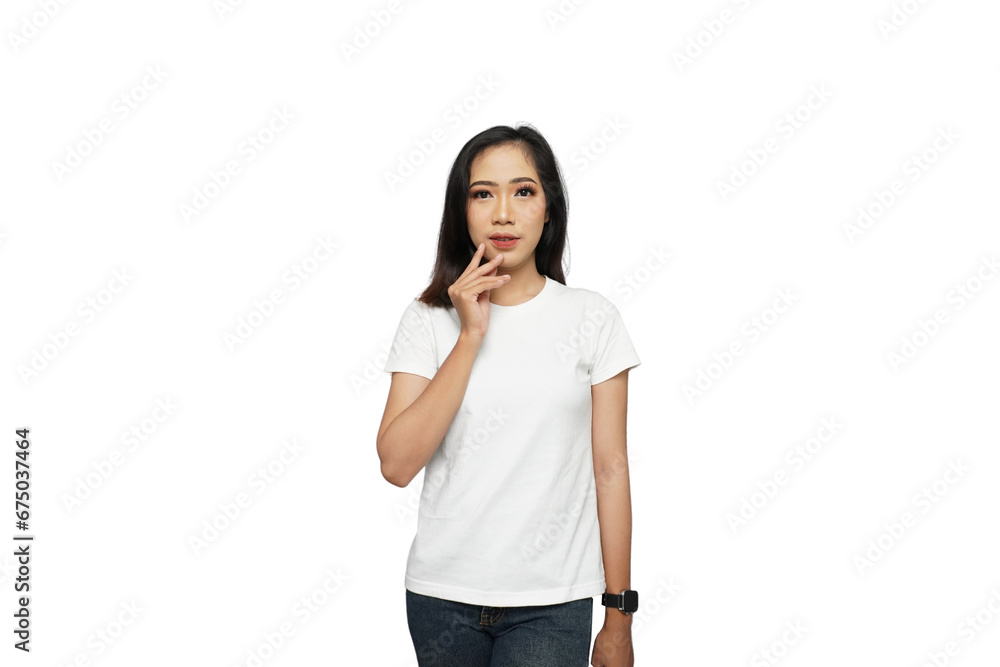Beautiful Asian Girl Surprised Cutout Isolated Background Beautiful Asian Girl Surprised Cutout Isolated Background