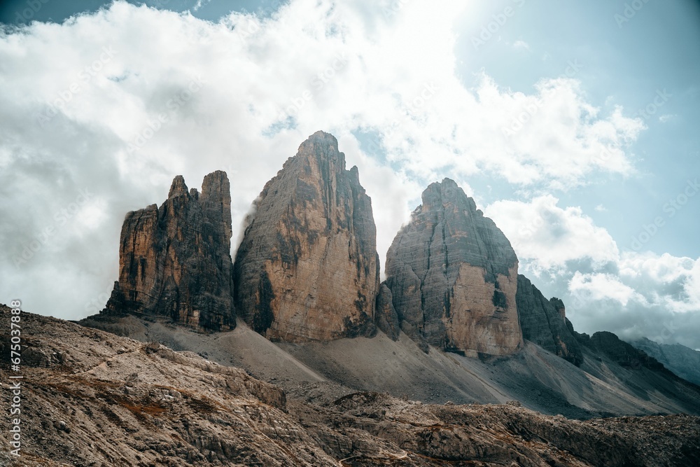 Breathtaking view of the Three Peaks of Lavaredo in Italy