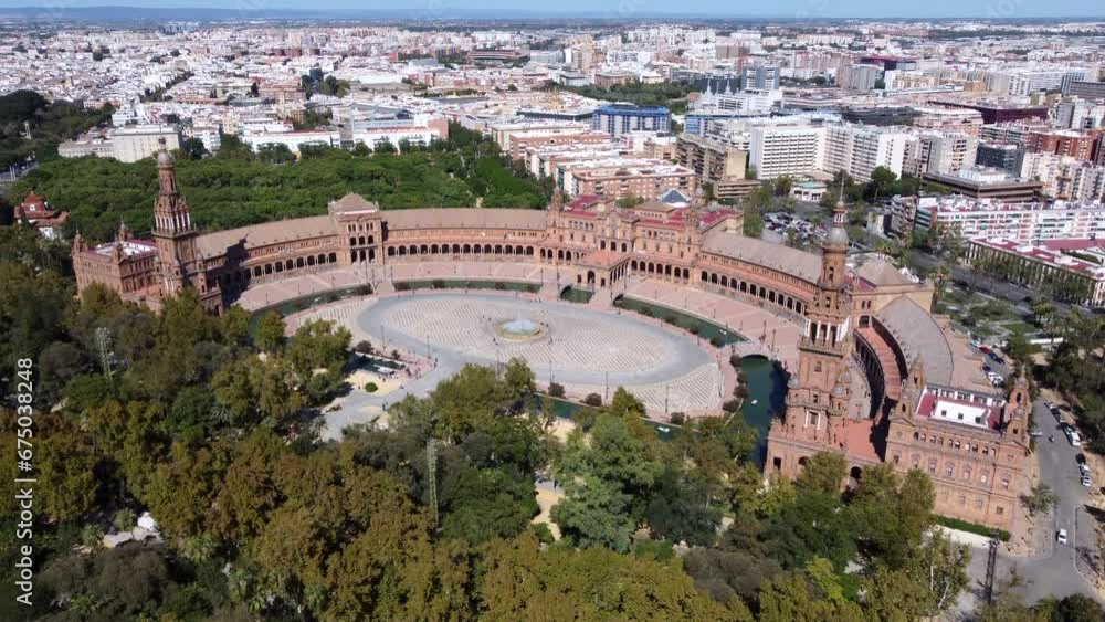 Plaza de Espana From Above. Historical Landmark In Seville, Andalusia, Spain. aerial Plaza de Espana From Above. Historical Landmark In Seville, Andalusia, Spain. aerial
