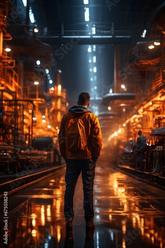 Man at work in factory Generative AI © Jonatas