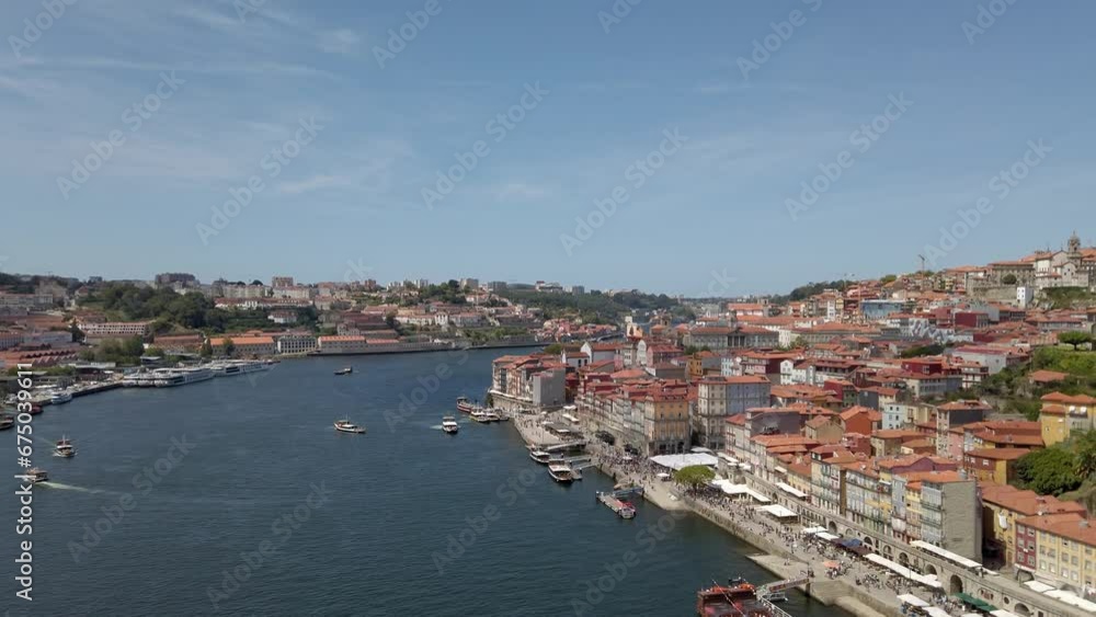 Nice views of boats sailing on Douro river, Oporto on a sunny day. Portugal Nice views of boats sailing on Douro river, Oporto on a sunny day. Portugal