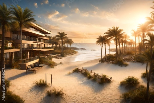 A beachfront escape, where the sun-kissed sands beckon for a stroll.