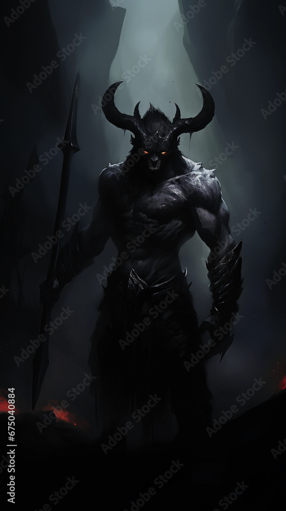 A Minotaur with a spear A Minotaur with a spear
