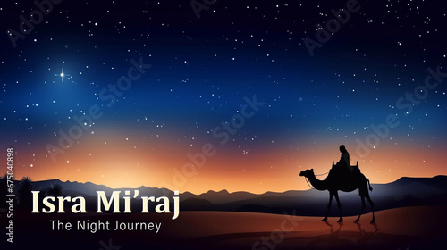 Al-Isra wal Mi'raj Poster Design. The night journey Prophet Muhammad Illustration photo
