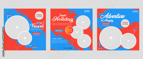 Vector design of colorful vibrant flyer designs for tour agencies with space for text