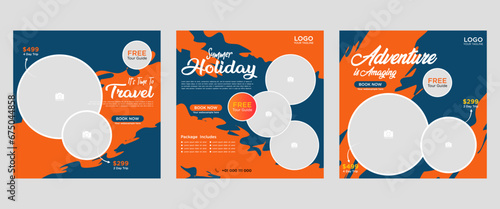 Vector design of colorful vibrant flyer designs for tour agencies with space for text