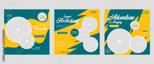 Vector design of colorful vibrant flyer designs for tour agencies with space for text
