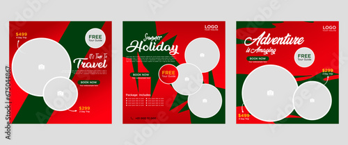 Vector design of colorful vibrant flyer designs for tour agencies with space for text