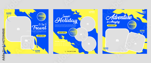 Vector design of colorful vibrant flyer designs for tour agencies with space for text