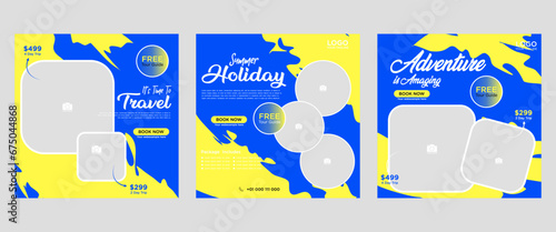 Vector design of colorful vibrant flyer designs for tour agencies with space for text