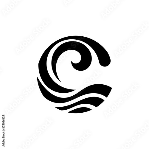 Vector of a minimalistic black wave letter of "c'' logo
