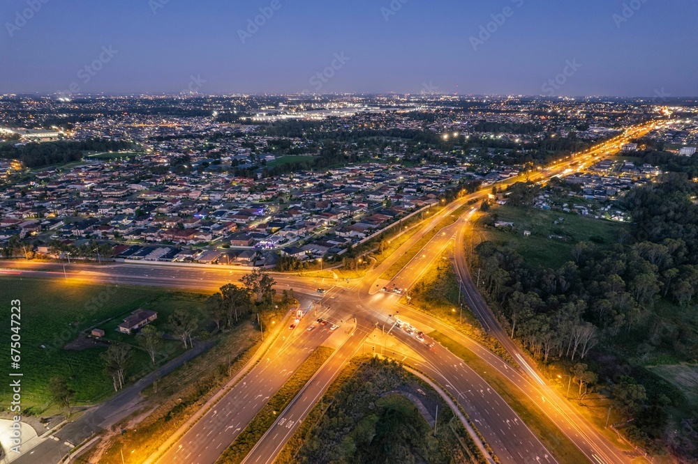Fototapeta premium Aerial view of Horningsea Park during the evening in Australia