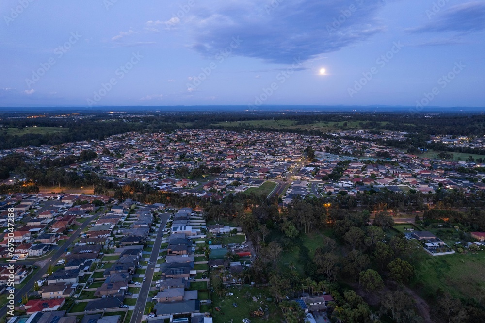 Aerial view of Horningsea Park during the evening in Australia