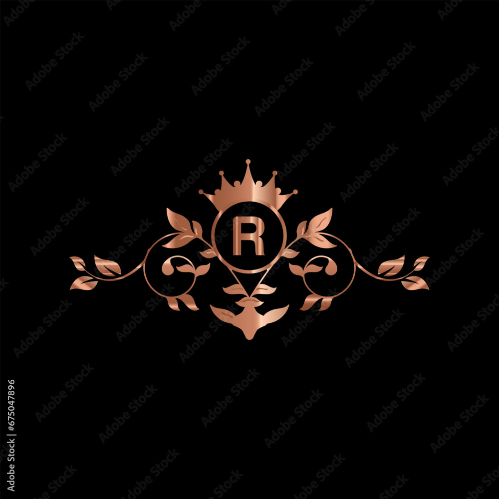 Fototapeta premium Luxury letter logo design with golden color