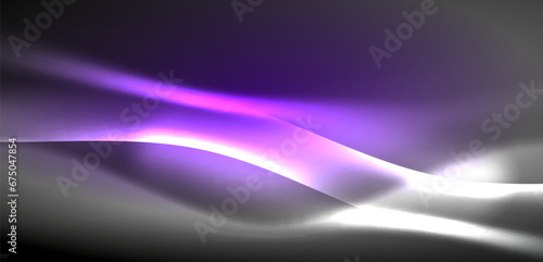 Neon-lit waves surge across background, mesmerizing dance of luminescence and motion. Dynamic backdrop captures essence of energy and modern aesthetics