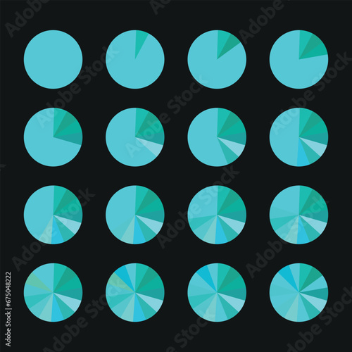 Vector pie chart, color wheel prorated into sections.