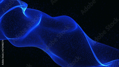 Abstract blue wave design, isolated on a black background