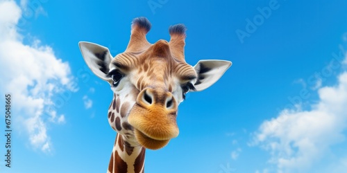 giraffe with blue sky on the background, generative AI