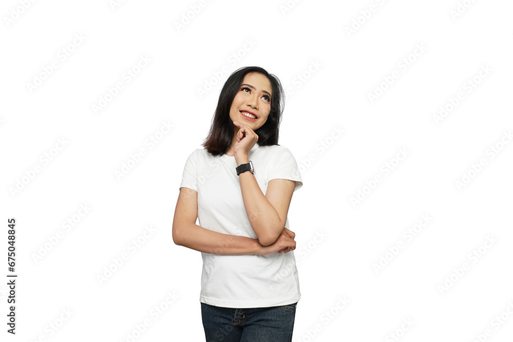 Beautiful Asian Girl Looking Up Cutout Isolated Background Beautiful Asian Girl Looking Up Cutout Isolated Background
