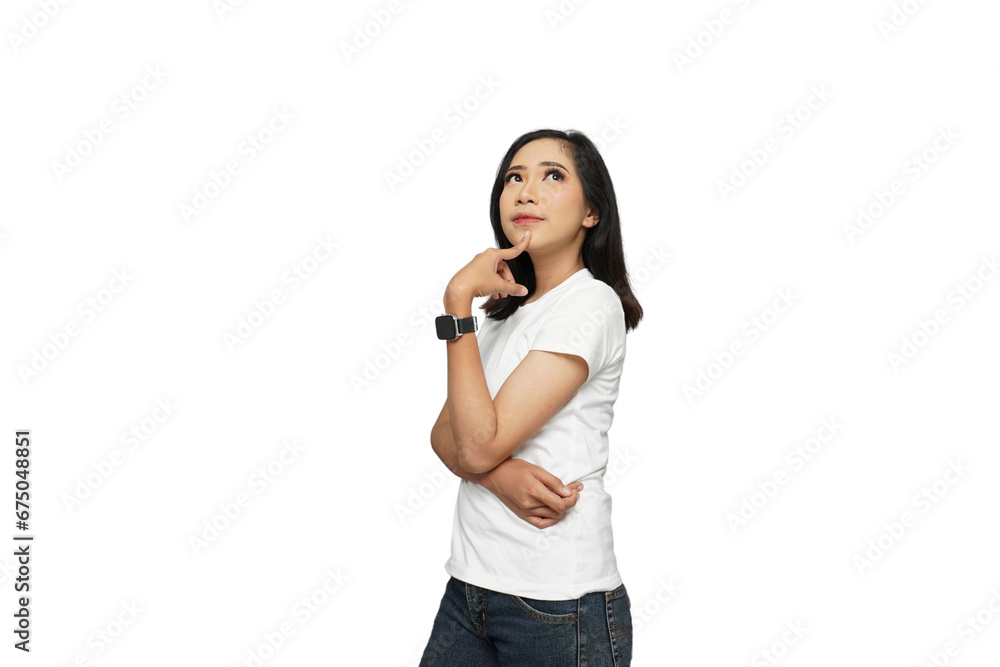 Beautiful Asian Girl Looking Up Cutout Isolated Background Beautiful Asian Girl Looking Up Cutout Isolated Background