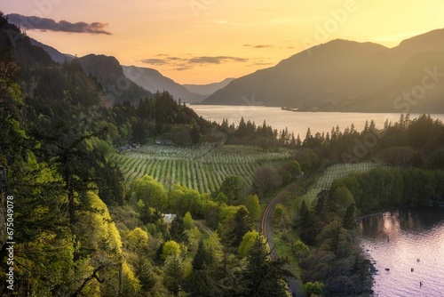 Spring sunset at Ruthton Point, Hood River, Oregon photo