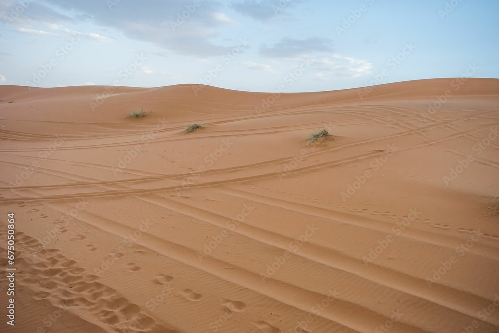 Sand dunes during sunset in Erg Chebbi desert, near Merzouga, Sahara Desert, in Morocco. Sand dunes during sunset in Erg Chebbi desert, near Merzouga, Sahara Desert, in Morocco.