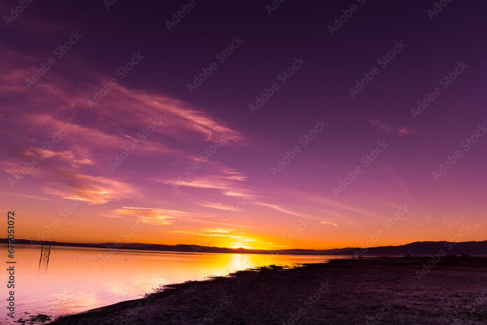 Beautiful view of a calm lake at scenic sunset