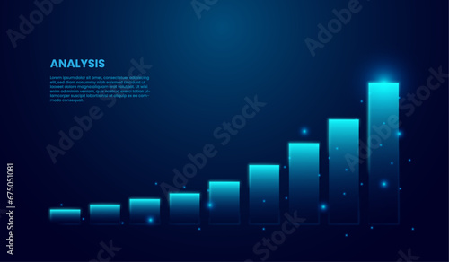 Growing graph chart on blue background. vector illustration. Abstract stock market investment trading concept. Business finance investment graph growth.