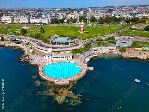 Aerial view of Tinside Lido pool in Plymouth, UK photo