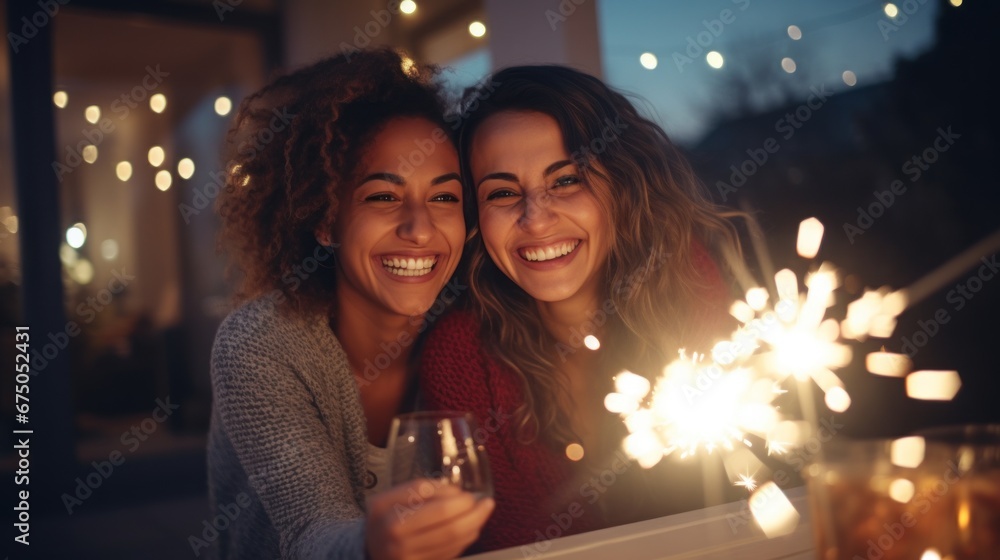 Best friends enjoying to celebrating Christmas and new year season. Best friends enjoying to celebrating Christmas and new year season.
