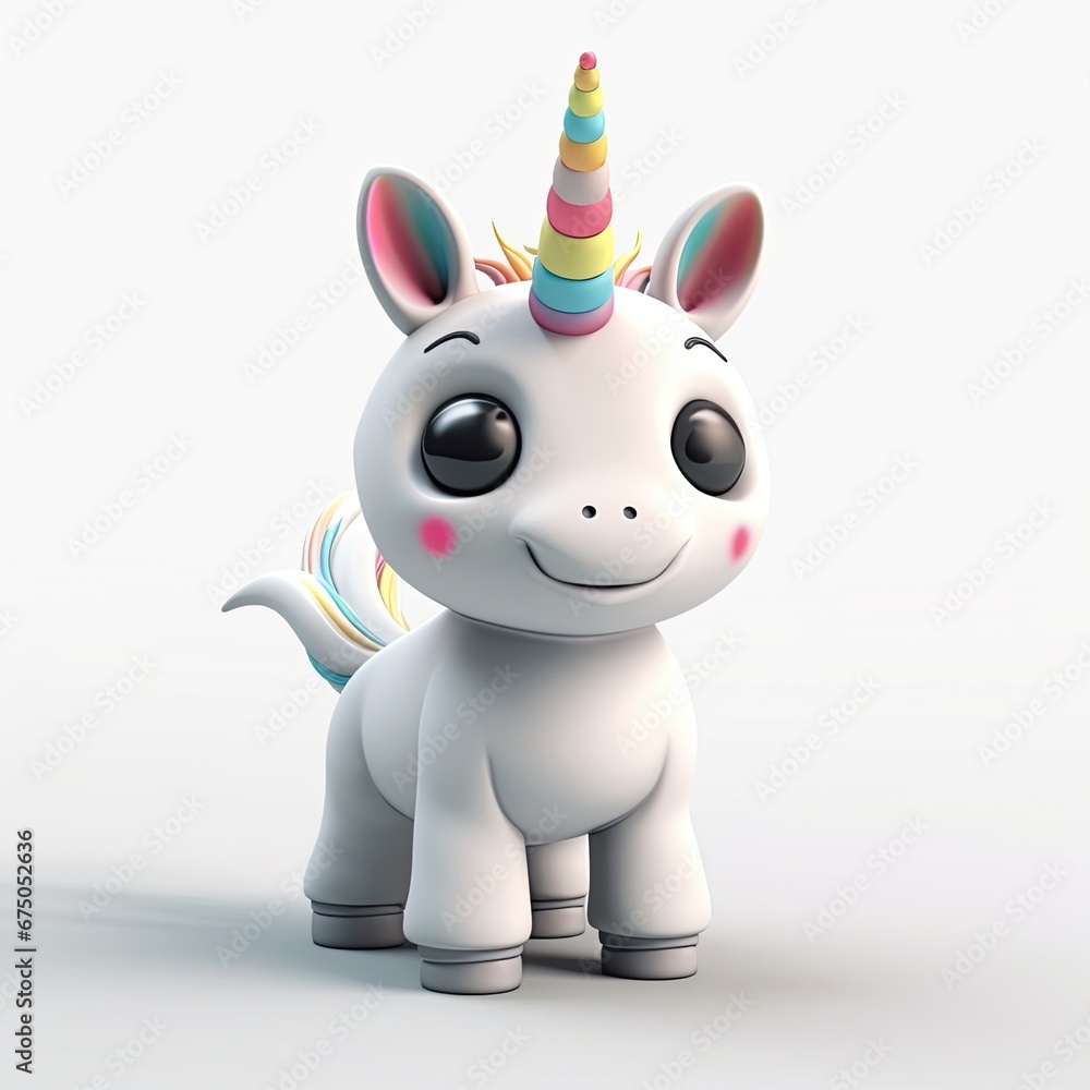 Cute unicorn cartoon character