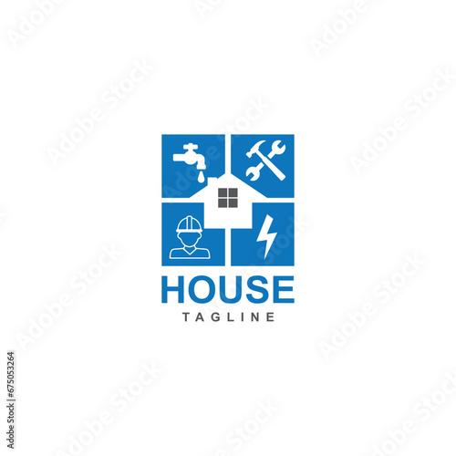 Home improvement logo vector. Home repair logo