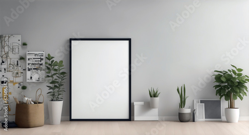 Canvas mockup in modern home interior background 3d 