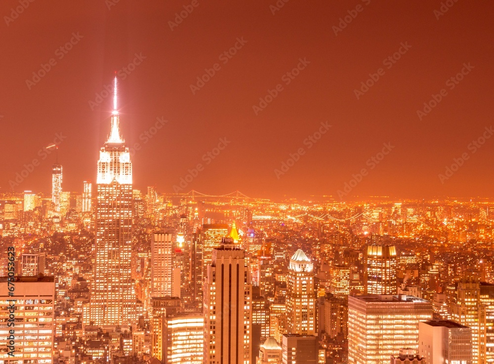 Obraz premium View of New York Manhattan during sunset hours