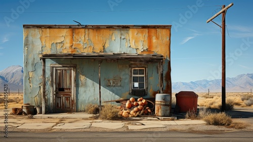 An old rusting store on the side of the road