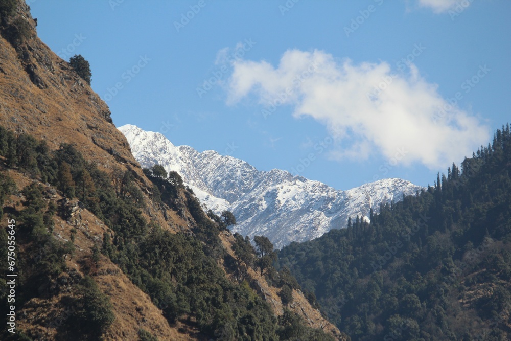 Scenic view of Chandrashila trek with Chopra Tungnath, Uttarakhand, India