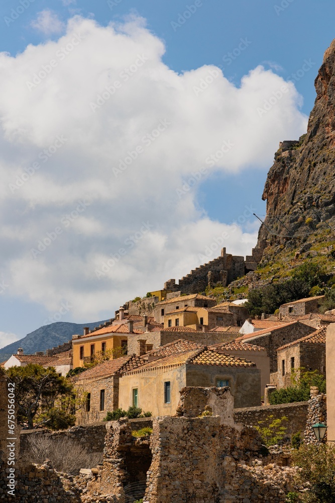 Fototapeta premium Majestic shot of the Monemvasia castle in Greece