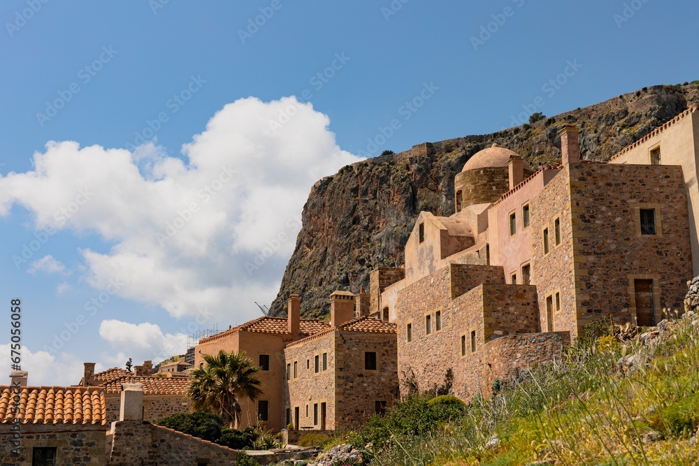 Majestic shot of the Monemvasia castle in Greece