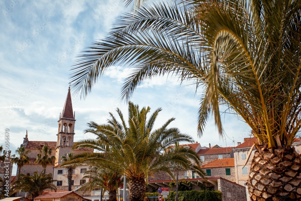 Golden Hour sunset in Hvar, Croatia, in  summertime