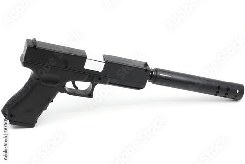 Pistol type firearm with suppressor  photo