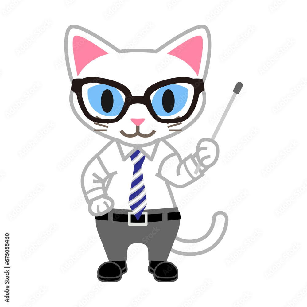 An anthropomorphic white cat costume - teacher An anthropomorphic white cat costume - teacher